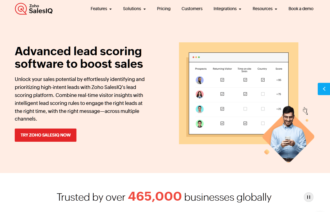 Zoho SalesIQ advanced lead scoring software